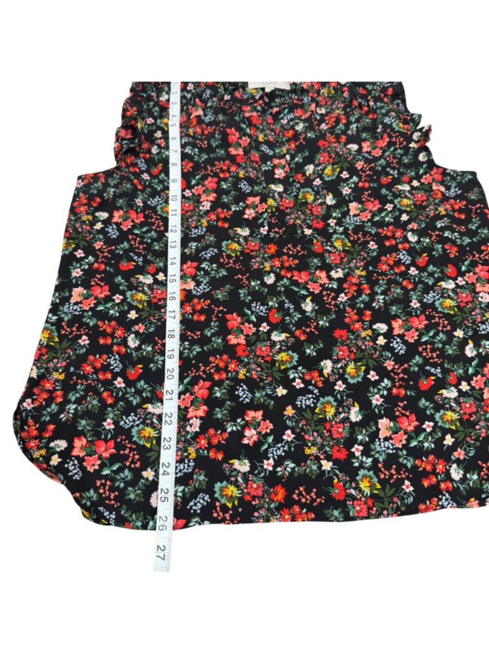 LOFT Floral Women L Sleeveless Ruffled Shoulders Lightweight Vibrant Multi-Color - Picture 6 of 9